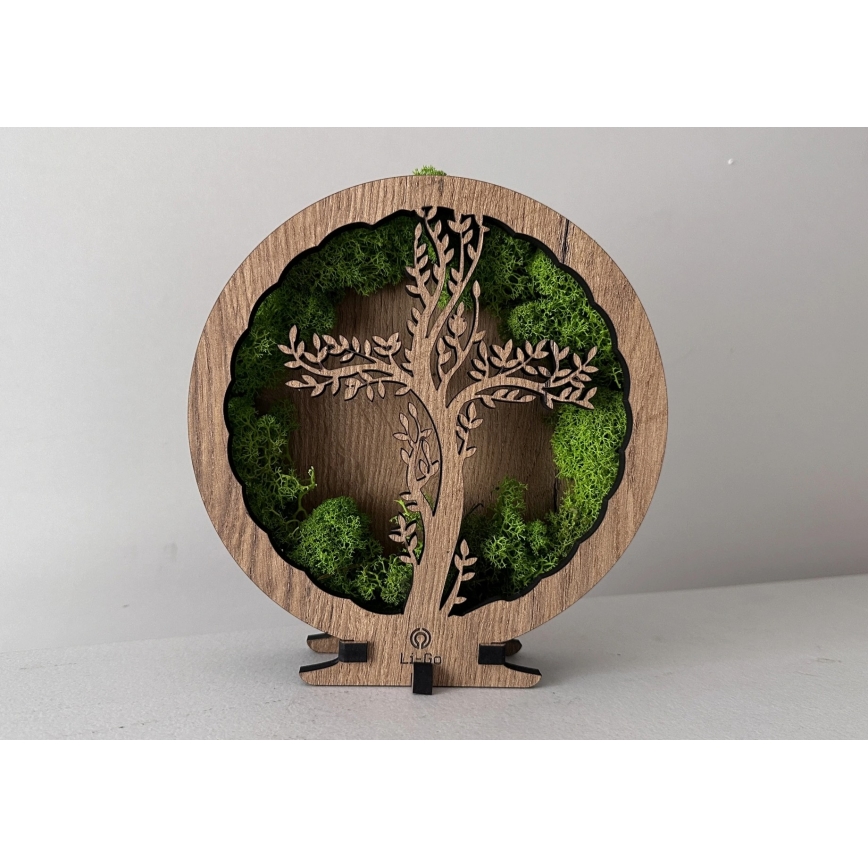 Li-Go 23622/DUB2 - LED stolna dekoracija s mogućnošću prigušivanja LED/12W/230V 20x22 cm hrast/Križ u mahovini