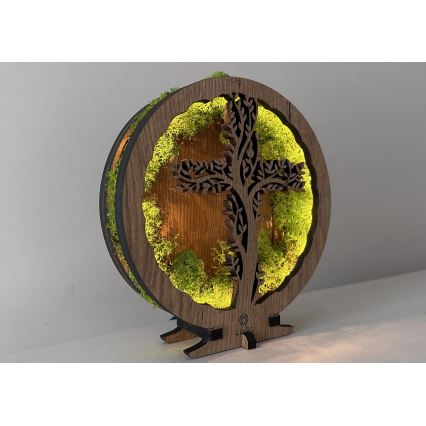 Li-Go 23622/DUB2 - LED stolna dekoracija s mogućnošću prigušenja LED/12W/230V 20x22 cm hrast/Križ u mahovini