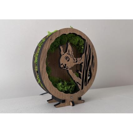 Li-Go 23625/DUB2 - LED stolna dekoracija s mogućnošću prigušivanja LED/12W/230V 20x22 cm hrast/mahovita vjeverica