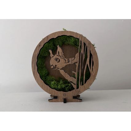 Li-Go 23625/DUB2 - Stolna LED dekoracija s prigušivanjem LED/12W/230V 20x22 cm hrast/mahovita vjeverica