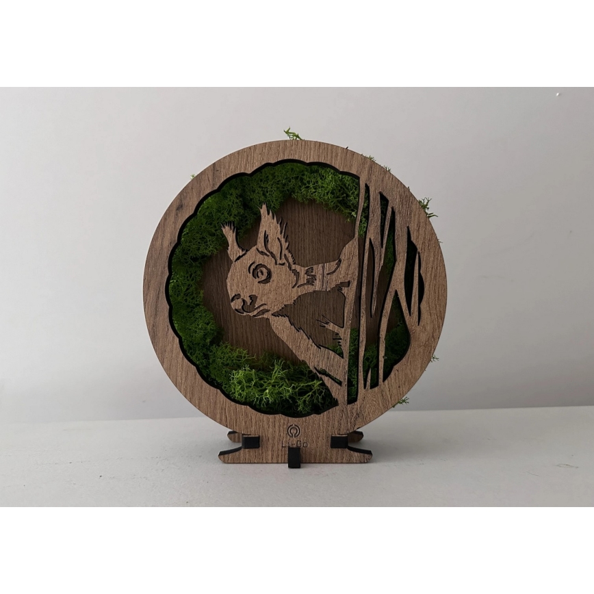 Li-Go 23625/DUB2 - Stolna LED dekoracija s prigušivanjem LED/12W/230V 20x22 cm hrast/mahovita vjeverica