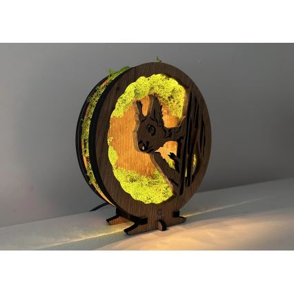 Li-Go 23625/DUB2 - Stolna LED dekoracija s prigušivanjem LED/12W/230V 20x22 cm hrast/mahovita vjeverica