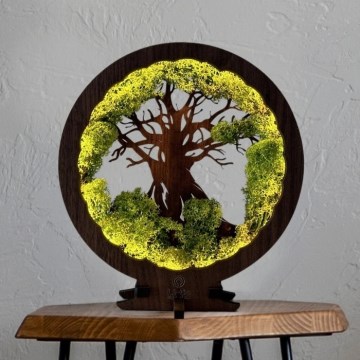 Li-Go 23631/DUB2 - LED stolna dekoracija s mogućnošću prigušivanja LED/12W/230V 30x31 cm hrast/mahovina i stablo