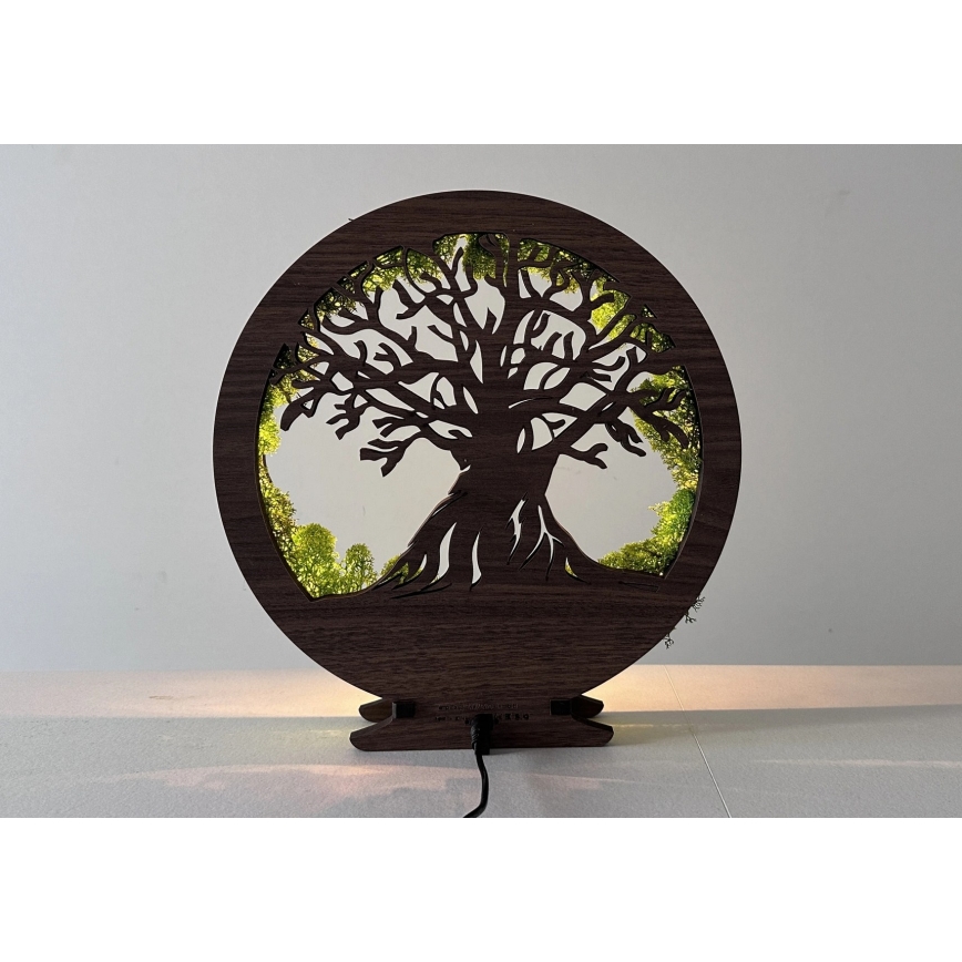 Li-Go 23631/DUB2 - LED stolna dekoracija s prigušavanjem LED/12W/230V 30x31 cm hrast/mahovina i stablo