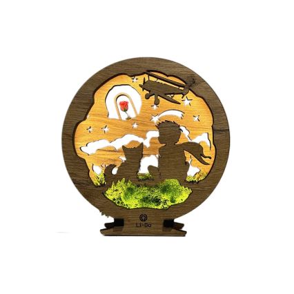 Li-Go 23634/DUB2 - prigušiva LED stolna dekoracija LED/12W/230V 20x22 cm hrast/Mali princ s ružom