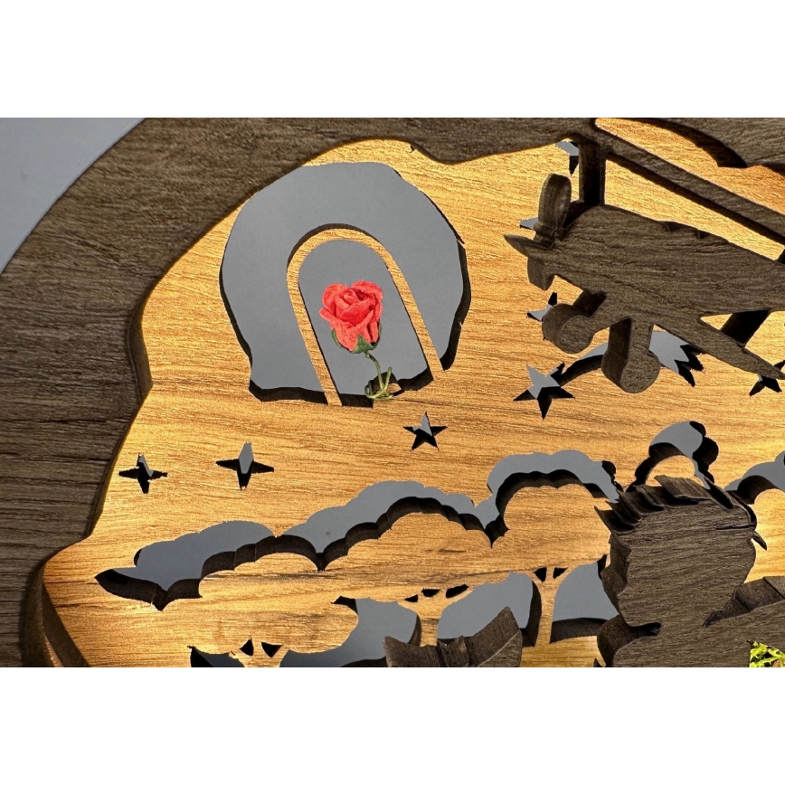 Li-Go 23634/DUB2 - prigušiva LED stolna dekoracija LED/12W/230V 20x22 cm hrast/Mali princ s ružom