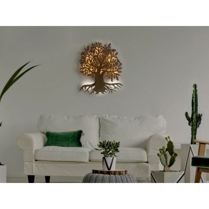 Li-Go 23673/DUB2 - LED dekoracija za zid s mogućnošću prigušivanja LED/10W/5V 20000 mAh 45x55 cm hrast + daljinski upravljač