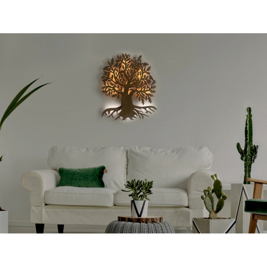 Li-Go 23673/DUB2 - LED dekoracija za zid s mogućnošću prigušivanja LED/10W/5V 20000 mAh 45x55 cm hrast + daljinski upravljač