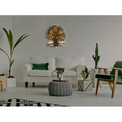 Li-Go 23673/DUB2 - LED dekoracija za zid s mogućnošću prigušivanja LED/10W/5V 20000 mAh 45x55 cm hrast + daljinski upravljač