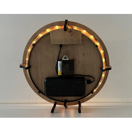 Li-Go 23688/DUB2 - LED sat s prigušivanjem i senzorom pokreta, LED/5V 20000 mAh + 1x AA Ø 32 cm hrast/maslačak