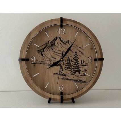 Li-Go 23697/DUB/BAT2 - LED sat s prigušivanjem i senzorom pokreta LED/10W/5V 20000 mAh + 1xAA Ø 32 cm hrast/Planine