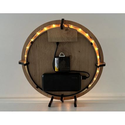 Li-Go 23712/DUB/BAT2 - LED prigušivi sat s senzorom pokreta LED/10W/5V 20000 mAh + 1xAA Ø 32 cm hrast/Mali princ