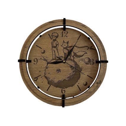 Li-Go 23712/DUB/BAT2 - LED prigušivi sat s senzorom pokreta LED/10W/5V 20000 mAh + 1xAA Ø 32 cm hrast/Mali princ