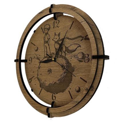 Li-Go 23712/DUB/BAT2 - LED prigušivi sat s senzorom pokreta LED/10W/5V 20000 mAh + 1xAA Ø 32 cm hrast/Mali princ