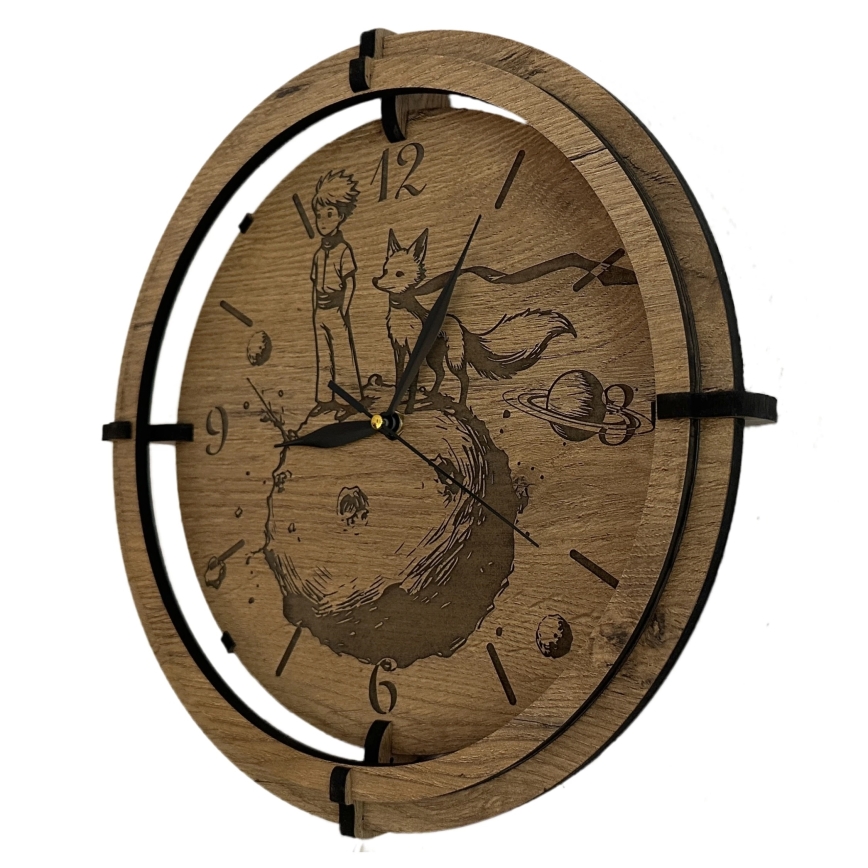 Li-Go 23712/DUB/BAT2 - LED prigušivi sat s senzorom pokreta LED/10W/5V 20000 mAh + 1xAA Ø 32 cm hrast/Mali princ