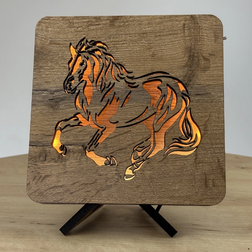 Li-Go 4070/DUB2 - LED stolna dekoracija LED/12W/230V 19x19 cm hrast/konj