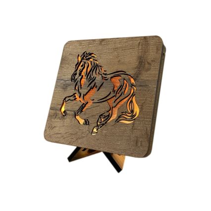 Li-Go 4070/DUB2 - LED stolna dekoracija LED/12W/230V 19x19 cm hrast/konj