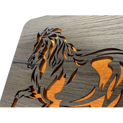 Li-Go 4070/DUB2 - LED stolna dekoracija LED/12W/230V 19x19 cm hrast/konj