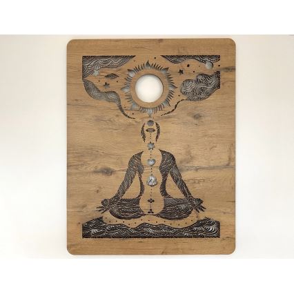 Li-Go 4421/A/4 - LED zidna dekoracija s mogućnošću prigušivanja LED/10W/5V 30000 mAh 70x90 cm hrast/čakre