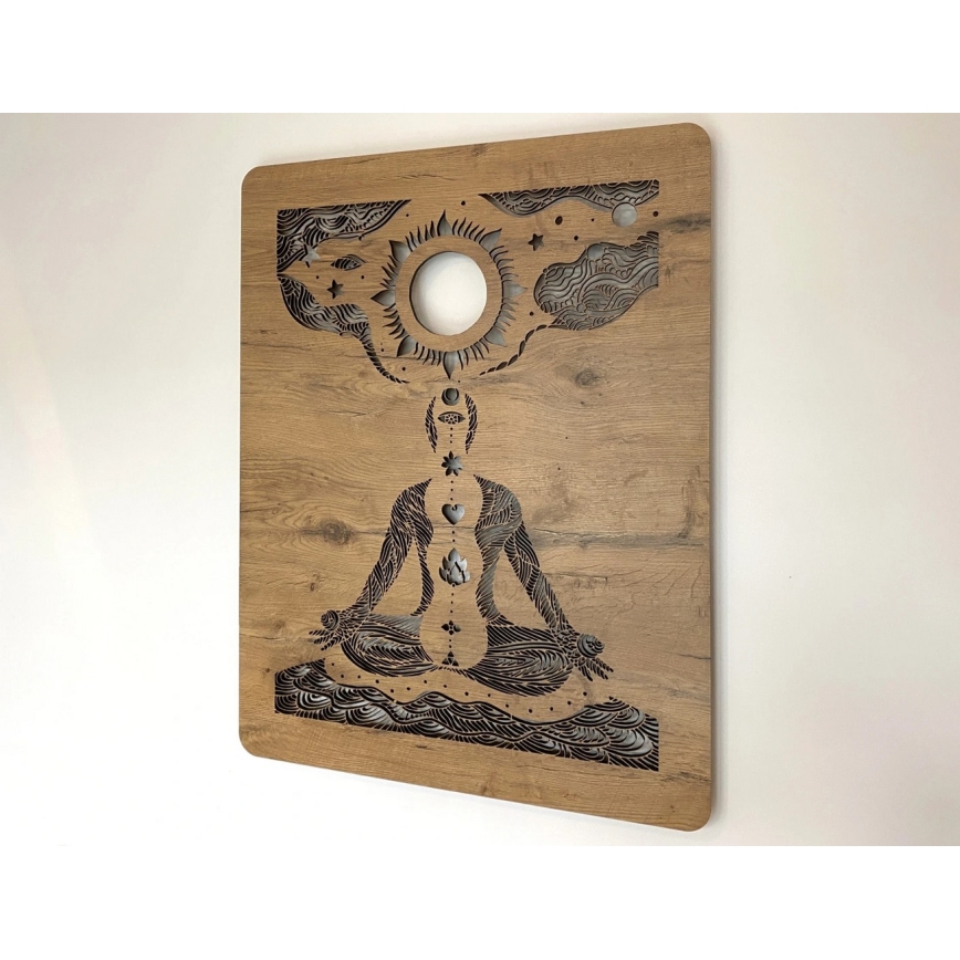 Li-Go 4421/A/4 - LED zidna dekoracija s mogućnošću prigušivanja LED/10W/5V 30000 mAh 70x90 cm hrast/čakre