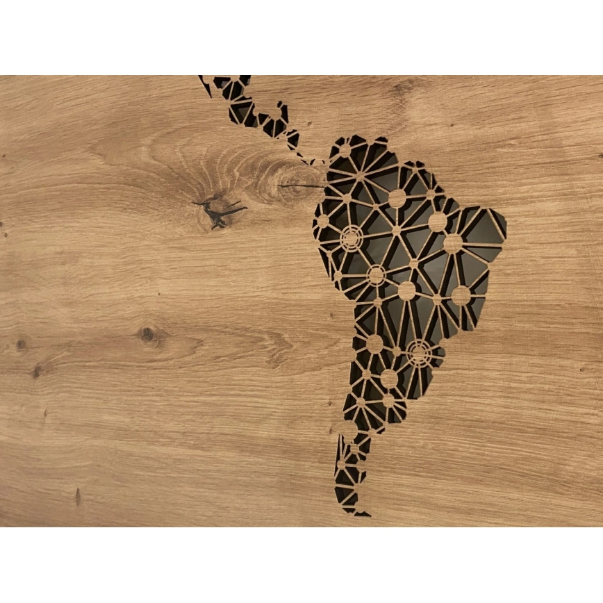 Li-Go 4457/A/4 - LED zidna dekoracija s mogućnošću prigušivanja LED/10W/5V 30000 mAh 120x60 cm hrast/Mapa svijeta