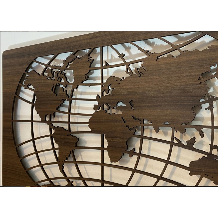 Li-Go 4709/DUB2 - LED RGBW zidna dekoracija s mogućnošću prigušivanja LED/24W/230V 125x74 cm hrast/karta svijeta s paralelama + daljinski upravljač