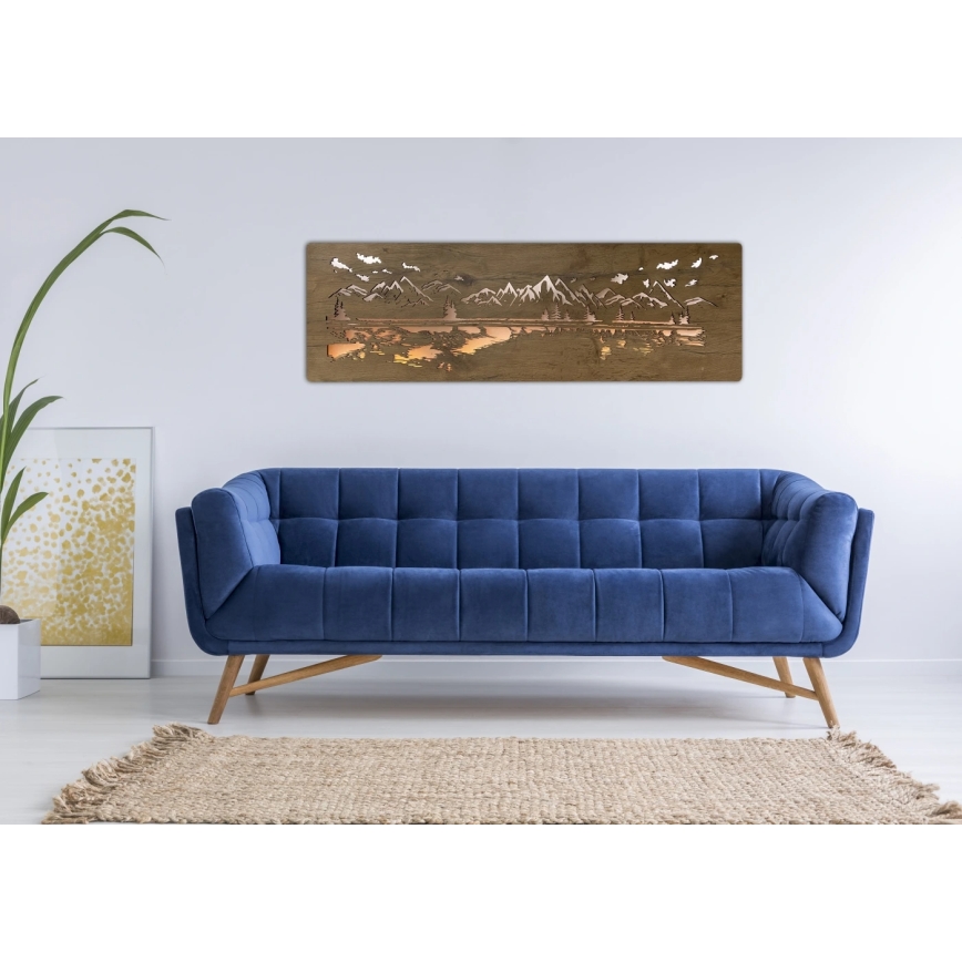 Li-Go 4778/A/4 - LED zidna dekoracija s mogućnošću prigušivanja LED/10W/5V 30000 mAh 120x40 cm hrast/Jezero