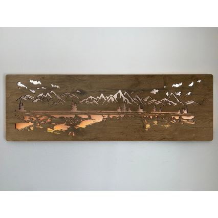 Li-Go 4778/A/4 - LED zidna dekoracija s mogućnošću prigušivanja LED/10W/5V 30000 mAh 120x40 cm hrast/Jezero