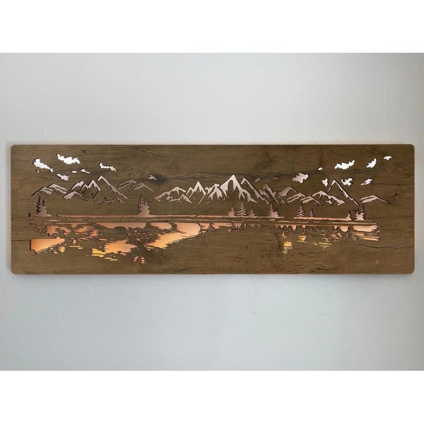 Li-Go 4778/A/4 - LED zidna dekoracija s mogućnošću prigušivanja LED/10W/5V 30000 mAh 120x40 cm hrast/Jezero