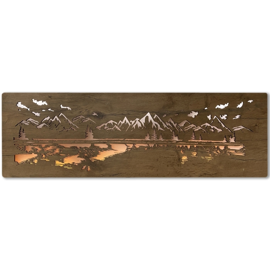 Li-Go 4778/A/4 - LED zidna dekoracija s mogućnošću prigušivanja LED/10W/5V 30000 mAh 120x40 cm hrast/Jezero