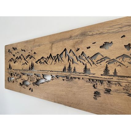 Li-Go 4778/A/4 - LED zidna dekoracija s mogućnošću prigušivanja LED/10W/5V 30000 mAh 120x40 cm hrast/Jezero