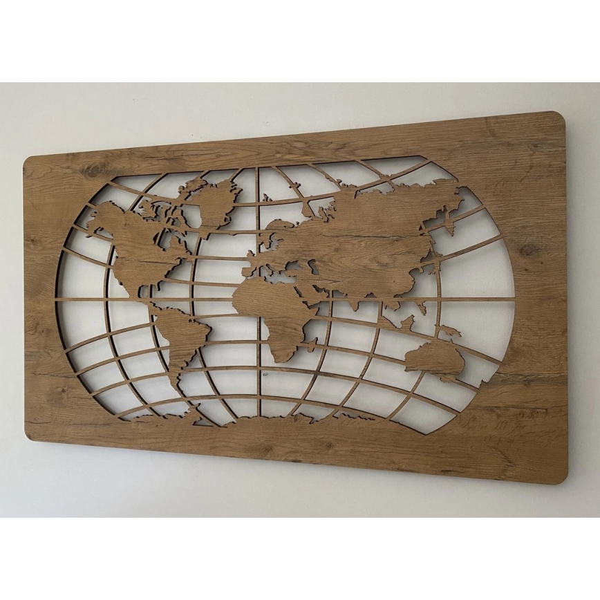 Li-Go 4868/DUB2 - LED zidna dekoracija s mogućnošću prigušivanja LED/24W/230V 110x60 cm hrast/Karta svijeta — paralelne linije