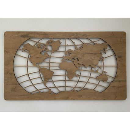 Li-Go 4868/DUB2 - LED zidna dekoracija s mogućnošću prigušivanja LED/24W/230V 110x60 cm hrast/Karta svijeta — paralelne linije