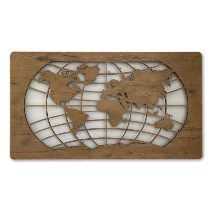 Li-Go 4868/DUB2 - LED zidna dekoracija s mogućnošću prigušivanja LED/24W/230V 110x60 cm hrast/Karta svijeta — paralelne linije