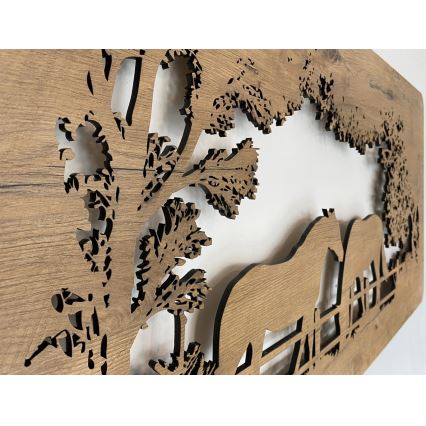 Li-Go 5012/B/4 - LED podesiva zidna dekoracija LED/10W/5V 30000 mAh 120x60 cm hrast/konji + daljinski upravljač