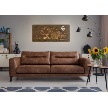 Li-Go 5042/DUB2 - LED zidna dekoracija s prigušivanjem LED/24W/230V 110x50 cm hrast/Tri hrasta i mjesec
