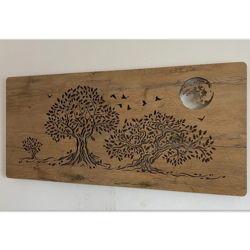 Li-Go 5042/DUB2 - LED zidna dekoracija s prigušivanjem LED/24W/230V 110x50 cm hrast/Tri hrasta i mjesec