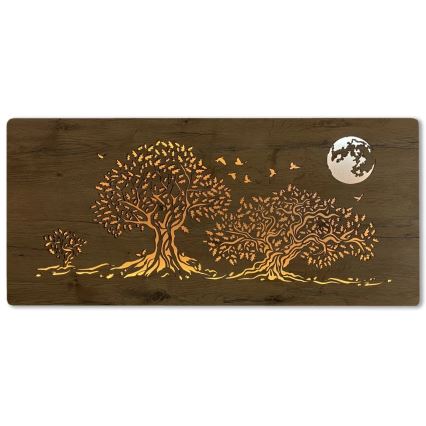 Li-Go 5042/DUB2 - LED zidna dekoracija s prigušivanjem LED/24W/230V 110x50 cm hrast/Tri hrasta i mjesec