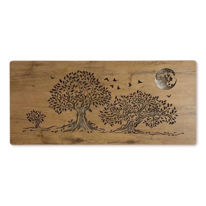 Li-Go 5042/DUB2 - LED zidna dekoracija s prigušivanjem LED/24W/230V 110x50 cm hrast/Tri hrasta i mjesec