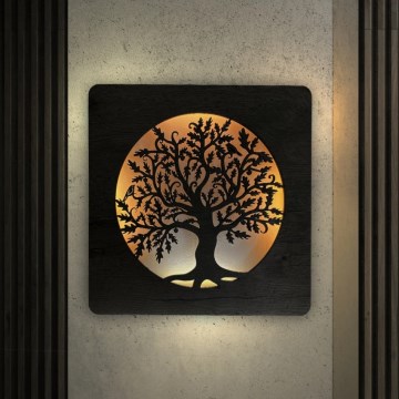 Li-Go 5275/DUB2 - LED zidna dekoracija s mogućnošću podešavanja svjetline LED/10W/5V 20000 mAh 42x42 cm hrast/Hrast u krugu + daljinsko upravljanje