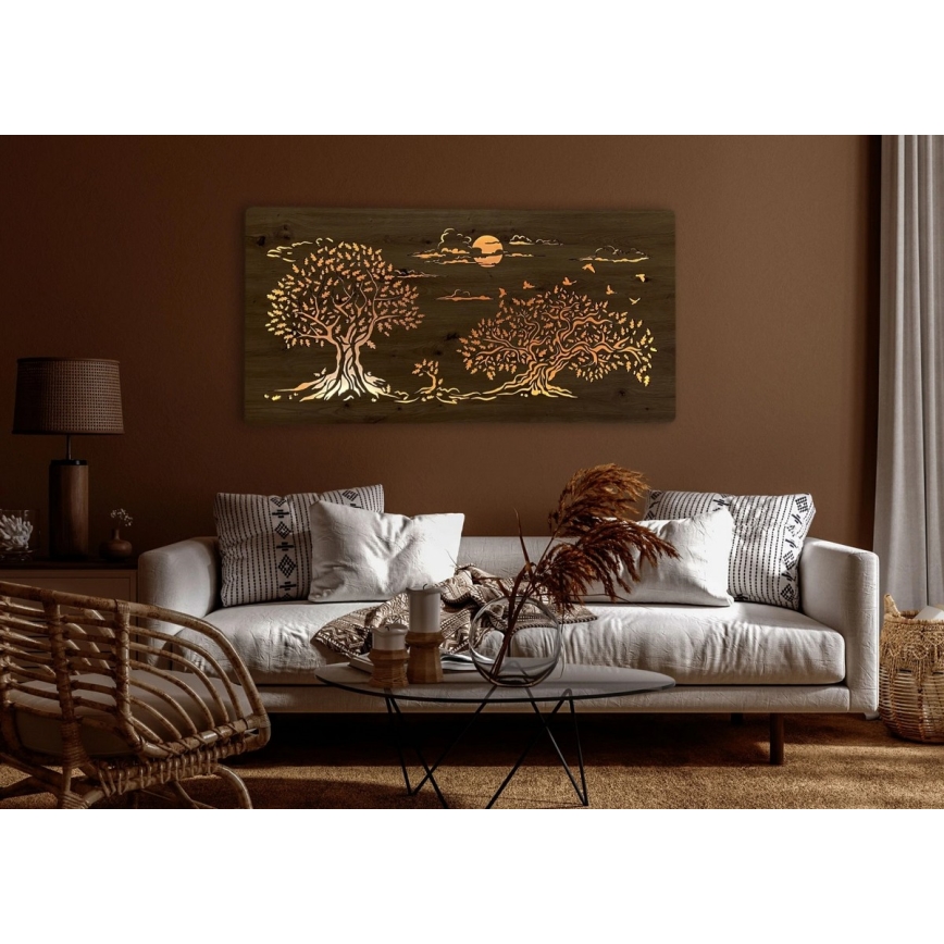 Li-Go 5307/DUB2 - LED zidna dekoracija s mogućnošću prigušivanja LED/24W/230V 120x60 cm hrast/Tri hrasta