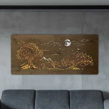 Li-Go 5478/DUB2 - LED zidna dekoracija s mogućnošću prigušivanja LED/24W/230V 130x60 cm hrast/Četiri hrasta i mjesec