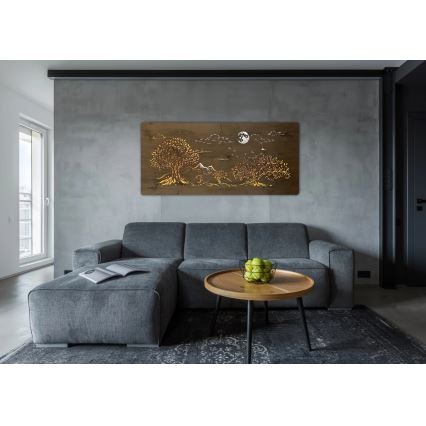 Li-Go 5478/DUB2 - LED zidna dekoracija s mogućnošću prigušivanja LED/24W/230V 130x60 cm hrast/Četiri hrasta i mjesec