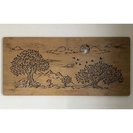 Li-Go 5478/DUB2 - LED zidna dekoracija s mogućnošću prigušivanja LED/24W/230V 130x60 cm hrast/Četiri hrasta i mjesec