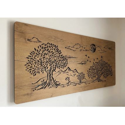 Li-Go 5478/DUB2 - LED zidna dekoracija s mogućnošću prigušivanja LED/24W/230V 130x60 cm hrast/Četiri hrasta i mjesec