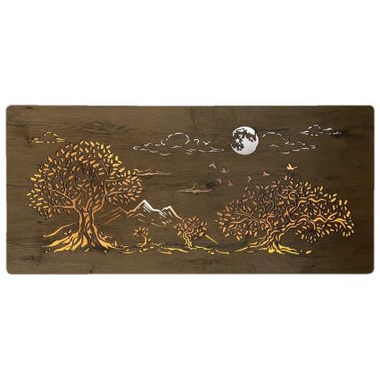 Li-Go 5478/DUB2 - LED zidna dekoracija s mogućnošću prigušivanja LED/24W/230V 130x60 cm hrast/Četiri hrasta i mjesec