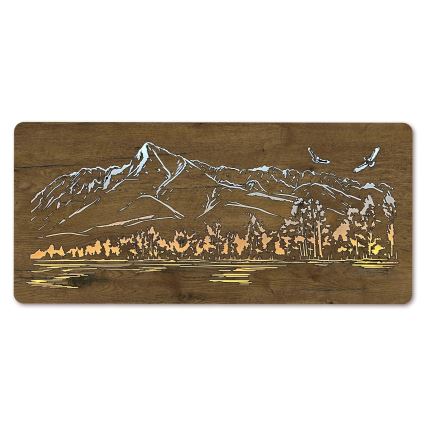 Li-Go 5589/A/DUB2 - LED Zidna dekoracija s mogućnošću prigušivanja LED/10W/5V 30000 mAh 110x50 cm hrast/Planine s pticama