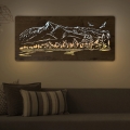 Li-Go 5589/A/DUB2 - LED Zidna dekoracija s mogućnošću prigušivanja LED/10W/5V 30000 mAh 110x50 cm hrast/Planine s pticama