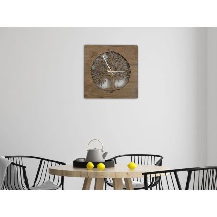 Li-Go 5652/DUB2 - LED sat s prigušivanjem LED/10W/5V 20000 mAh 42x42 cm hrast/hrast u krugu + daljinski upravljač