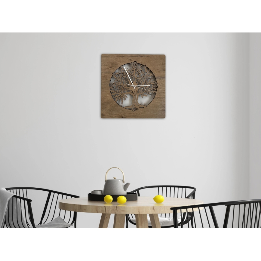 Li-Go 5652/DUB2 - LED sat s prigušivanjem LED/10W/5V 20000 mAh 42x42 cm hrast/hrast u krugu + daljinski upravljač